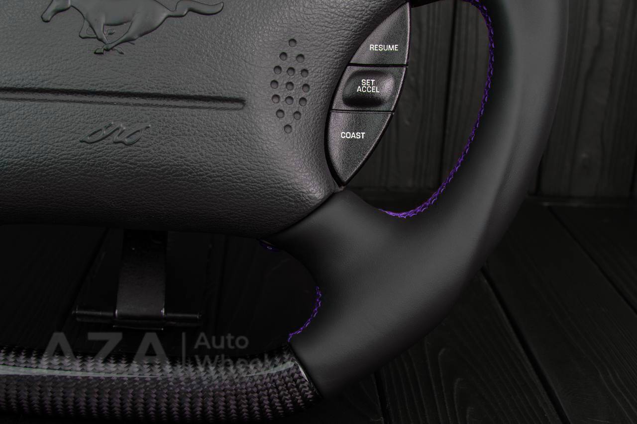 Steering wheel Ford Mustang GT Cobra Carbon fiber/Napa/Purple stripe (can be any color) - Image 12