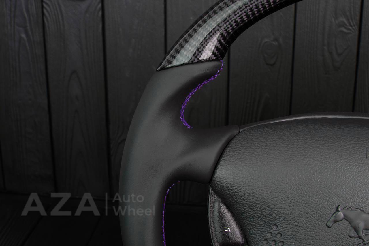 Steering wheel Ford Mustang GT Cobra Carbon fiber/Napa/Purple stripe (can be any color) - Image 13