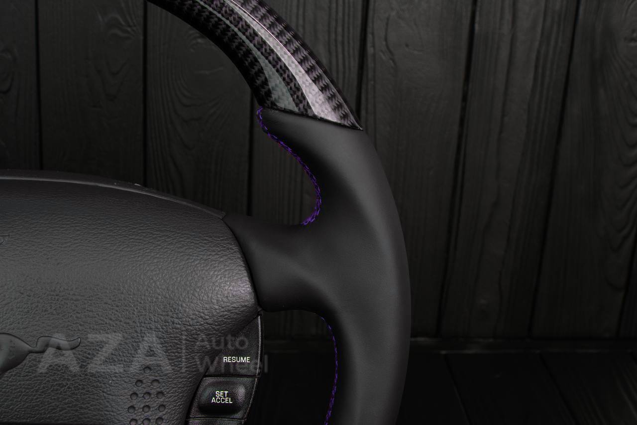 Steering wheel Ford Mustang GT Cobra Carbon fiber/Napa/Purple stripe (can be any color) - Image 14