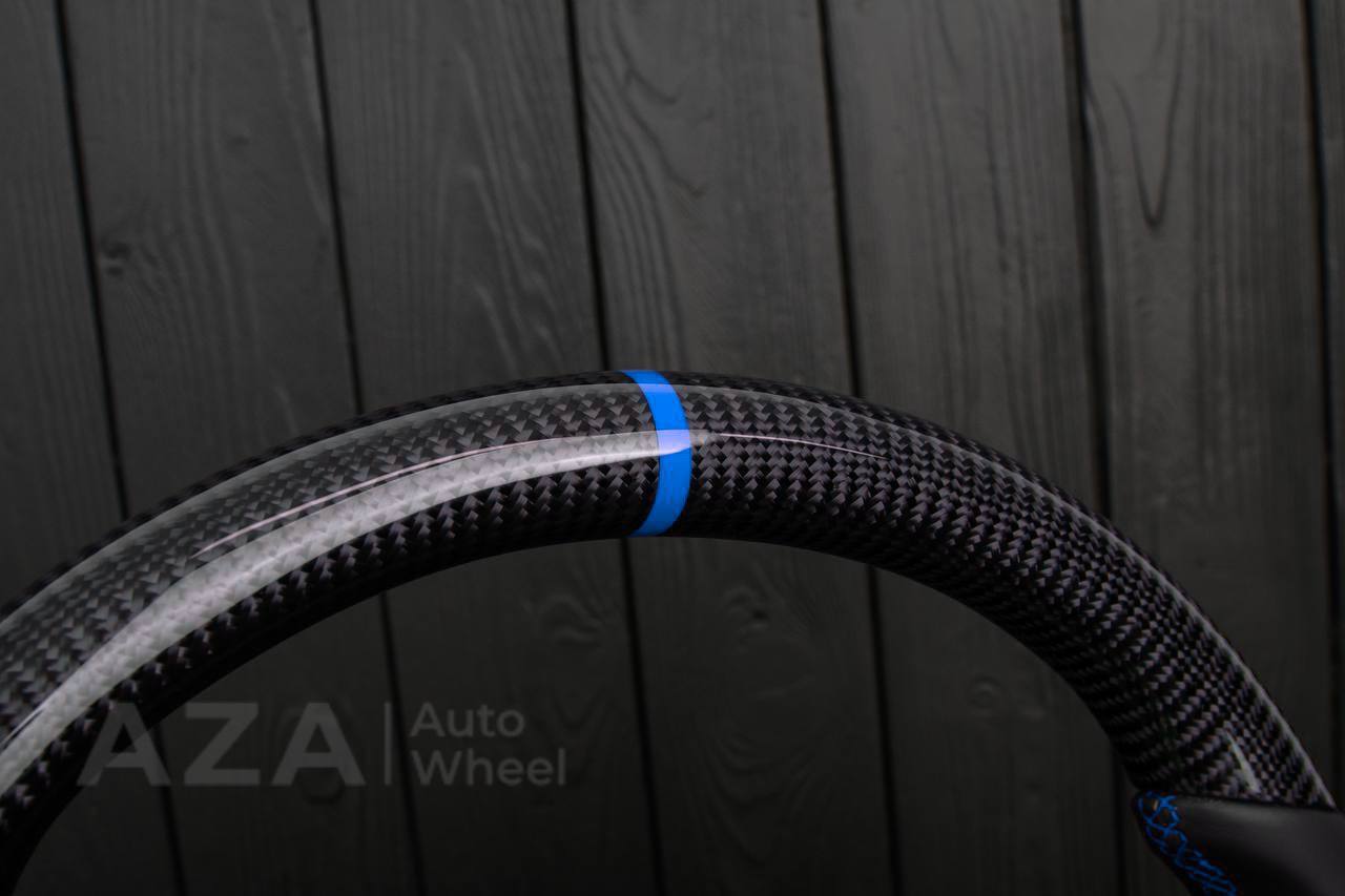 Steering wheel Ford Mustang GT Cobra Carbon fiber/Napa/Blue stripe (can be any color) - Image 6