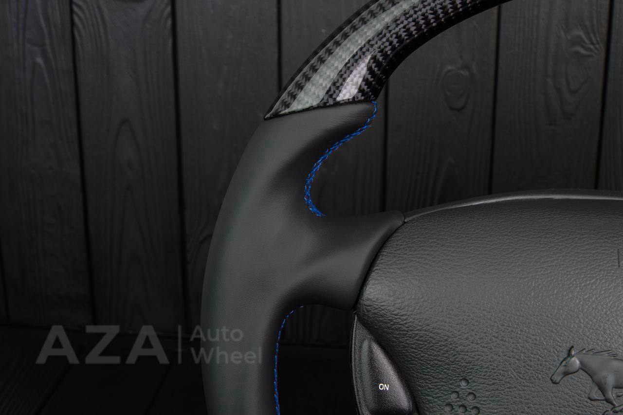 Steering wheel Ford Mustang GT Cobra Carbon fiber/Napa/Blue stripe (can be any color) - Image 8