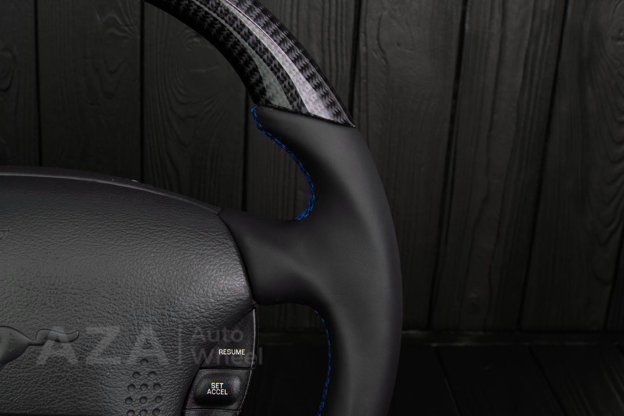 Steering wheel Ford Mustang GT Cobra Carbon fiber/Napa/Blue stripe (can be any color) - Image 11