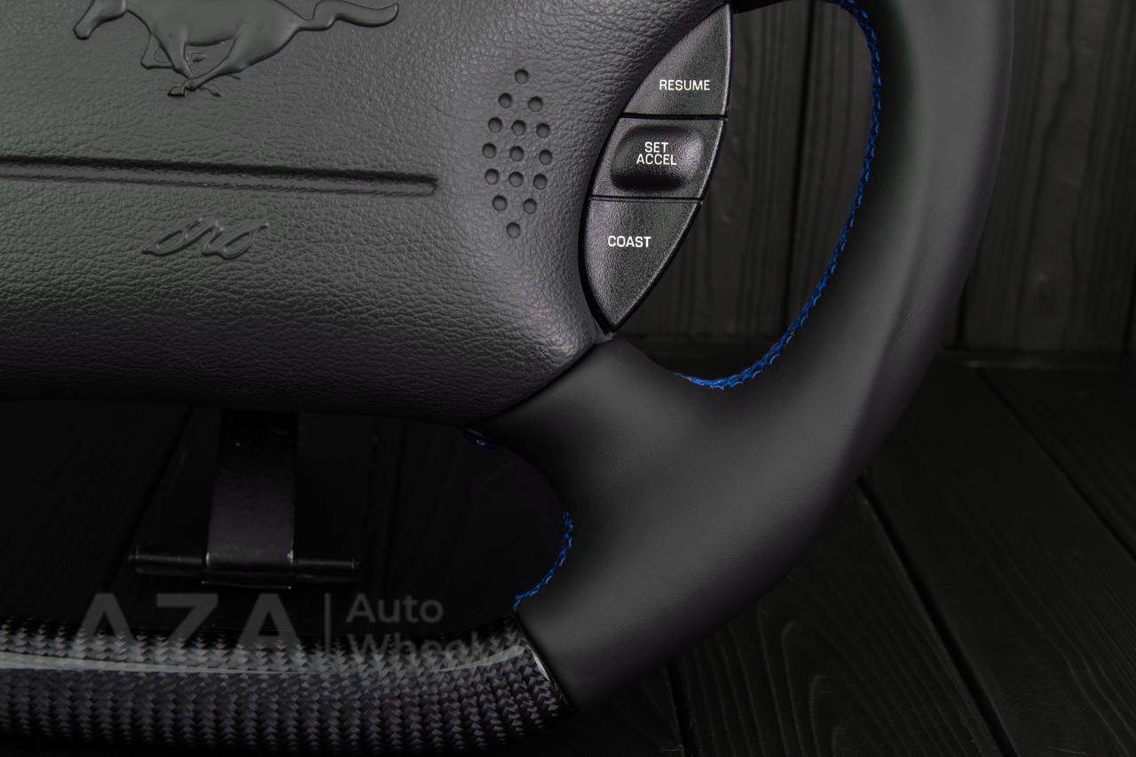 Steering wheel Ford Mustang GT Cobra Carbon fiber/Napa/Blue stripe (can be any color) - Image 13