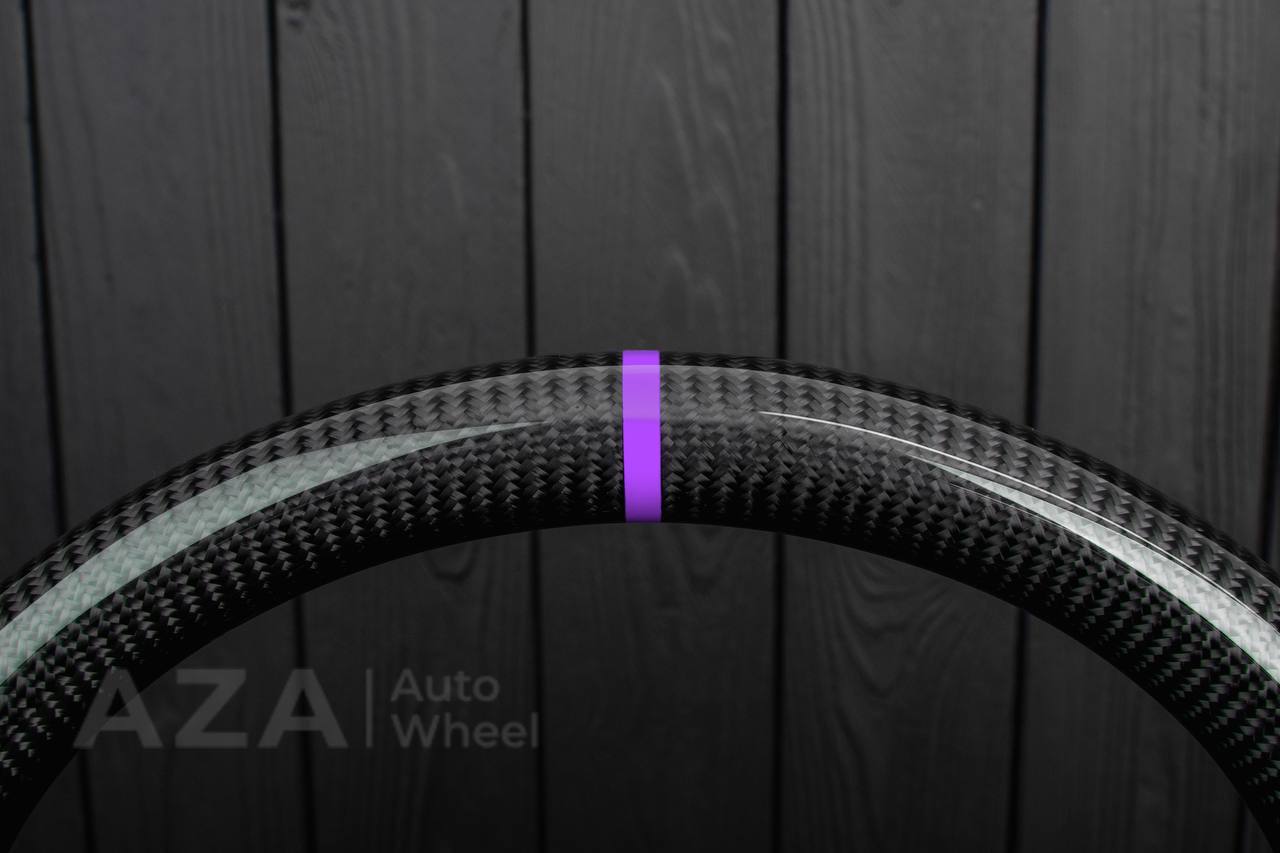 Steering wheel Mitsubishi Lancer Evolution 7/8/9 Carbon fiber/Perforated leather/Purple stripe (can be any color) - Image 6