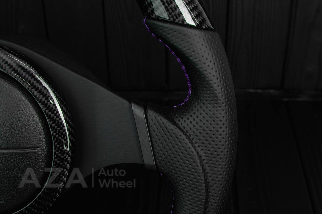 Steering wheel Mitsubishi Lancer Evolution 7/8/9 Carbon fiber/Perforated leather/Purple stripe (can be any color) - Image 8