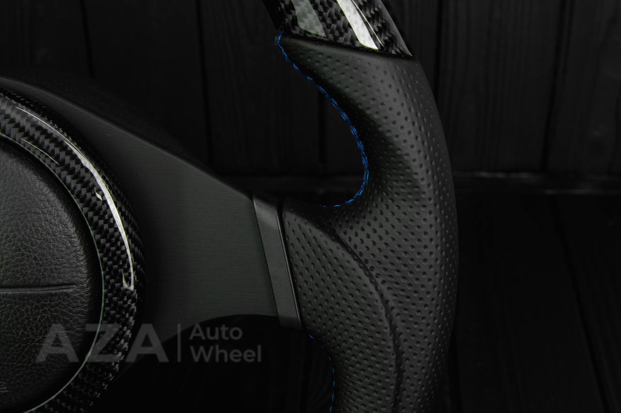 Steering wheel Mitsubishi Lancer Evolution 7/8/9 Carbon fiber/Perforated leather/Blue stripe (can be any color) - Image 10