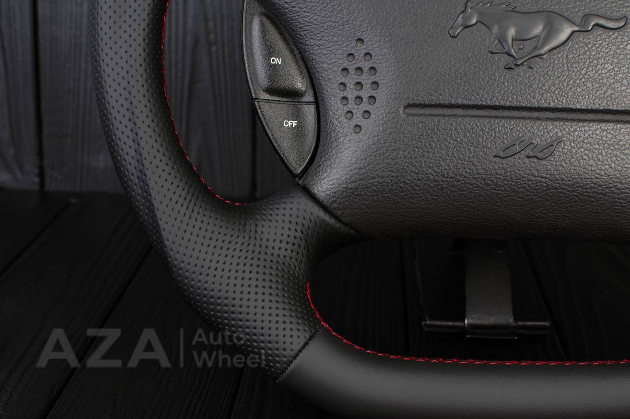 Steering wheel Ford Mustang GT Cobra Napa/Perforated leather/Red stripe - Image 9
