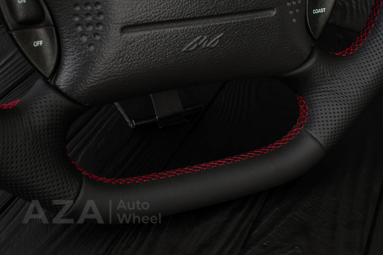 Steering wheel Ford Mustang GT Cobra Napa/Perforated leather/Red stripe - Image 14