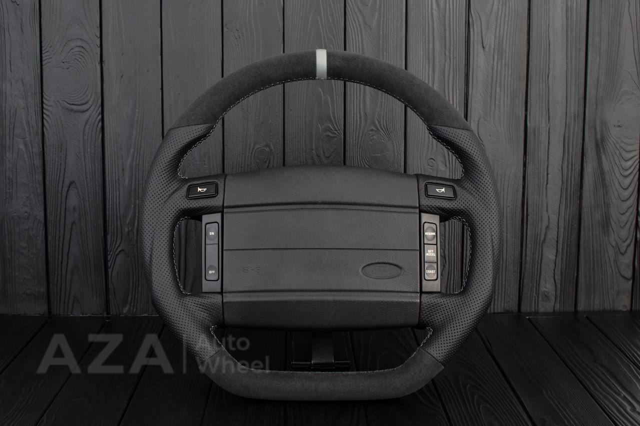 Steering Wheel Fox Body Ford Mustang GT Cobra SVT Saleen Roush Alcantara/Perforated leather/Gray stripe