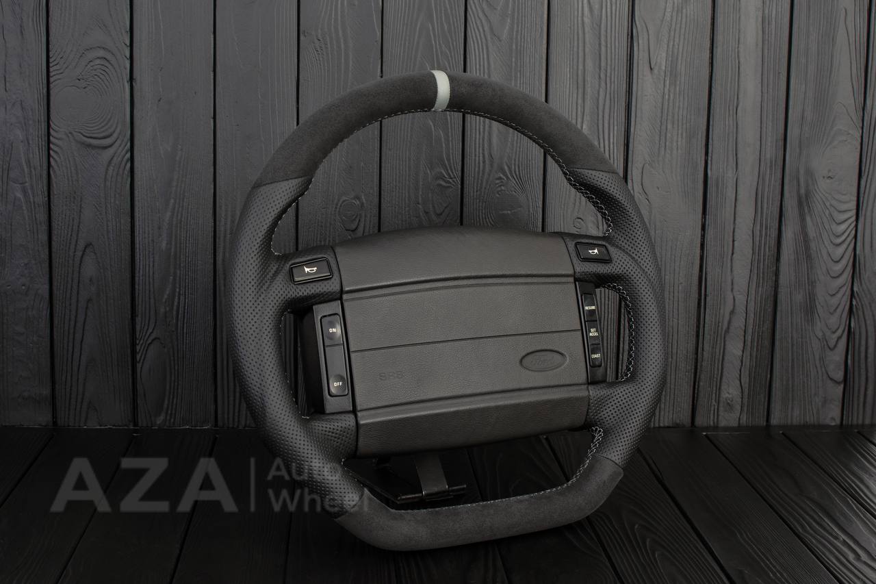 Steering Wheel Fox Body Ford Mustang GT Cobra SVT Saleen Roush Alcantara/Perforated leather/Gray stripe - Image 4
