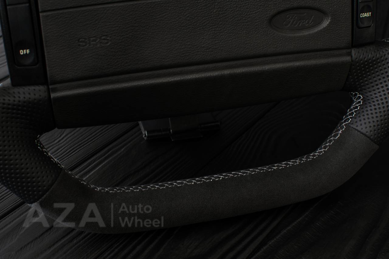 Steering Wheel Fox Body Ford Mustang GT Cobra SVT Saleen Roush Alcantara/Perforated leather/Gray stripe - Image 7
