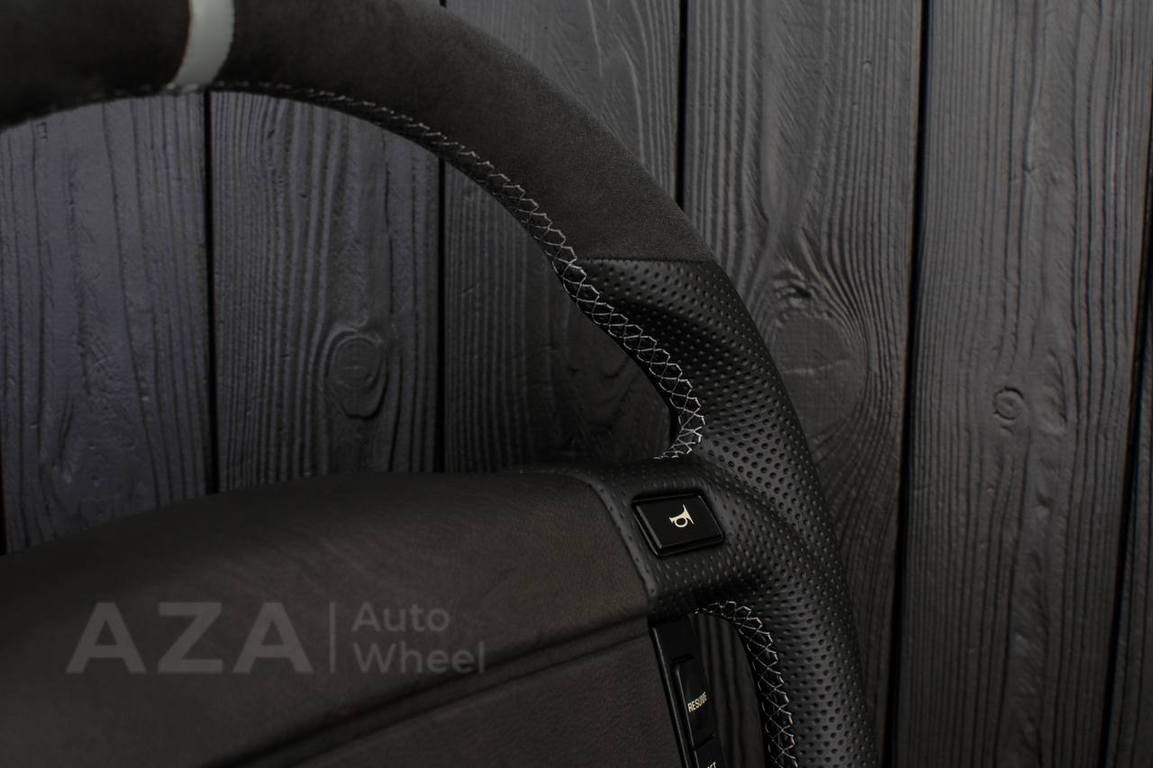 Steering Wheel Fox Body Ford Mustang GT Cobra SVT Saleen Roush Alcantara/Perforated leather/Gray stripe - Image 11