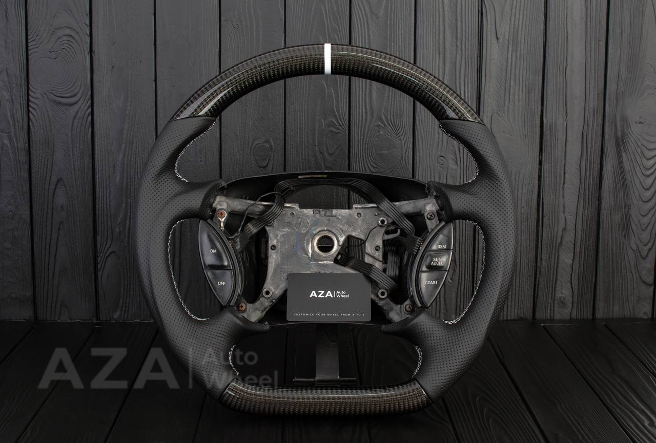Steering wheel Ford Lightning/Ranger/Explorer 99-2004 Carbon fiber/Perforated leather/White stripe