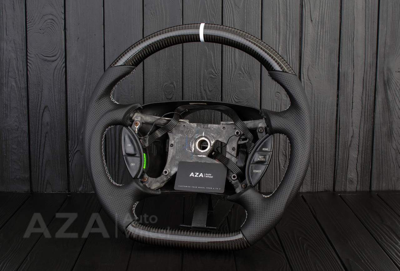 Steering wheel Ford Lightning/Ranger/Explorer 99-2004 Carbon fiber/Perforated leather/White stripe - Image 3