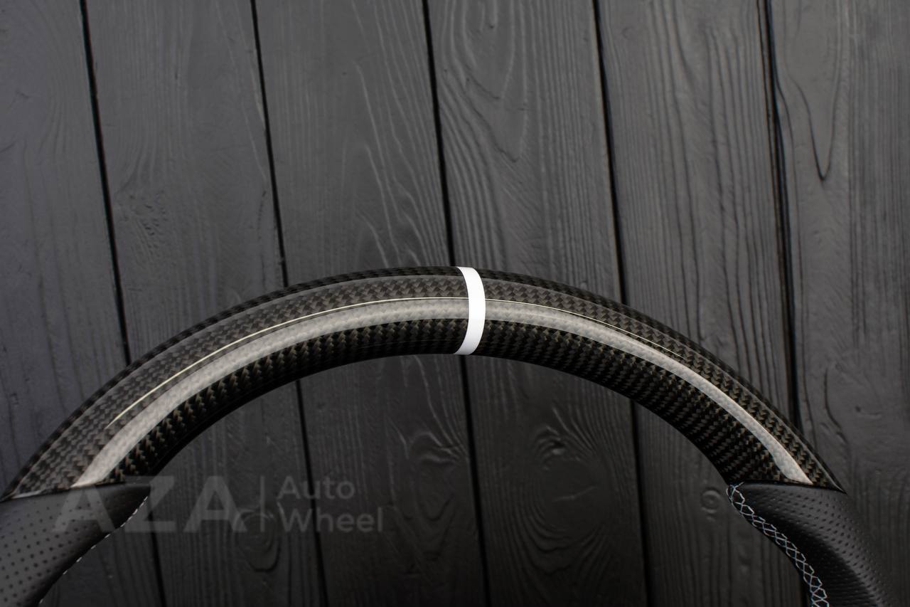 Steering wheel Ford Lightning/Ranger/Explorer 99-2004 Carbon fiber/Perforated leather/White stripe - Image 5