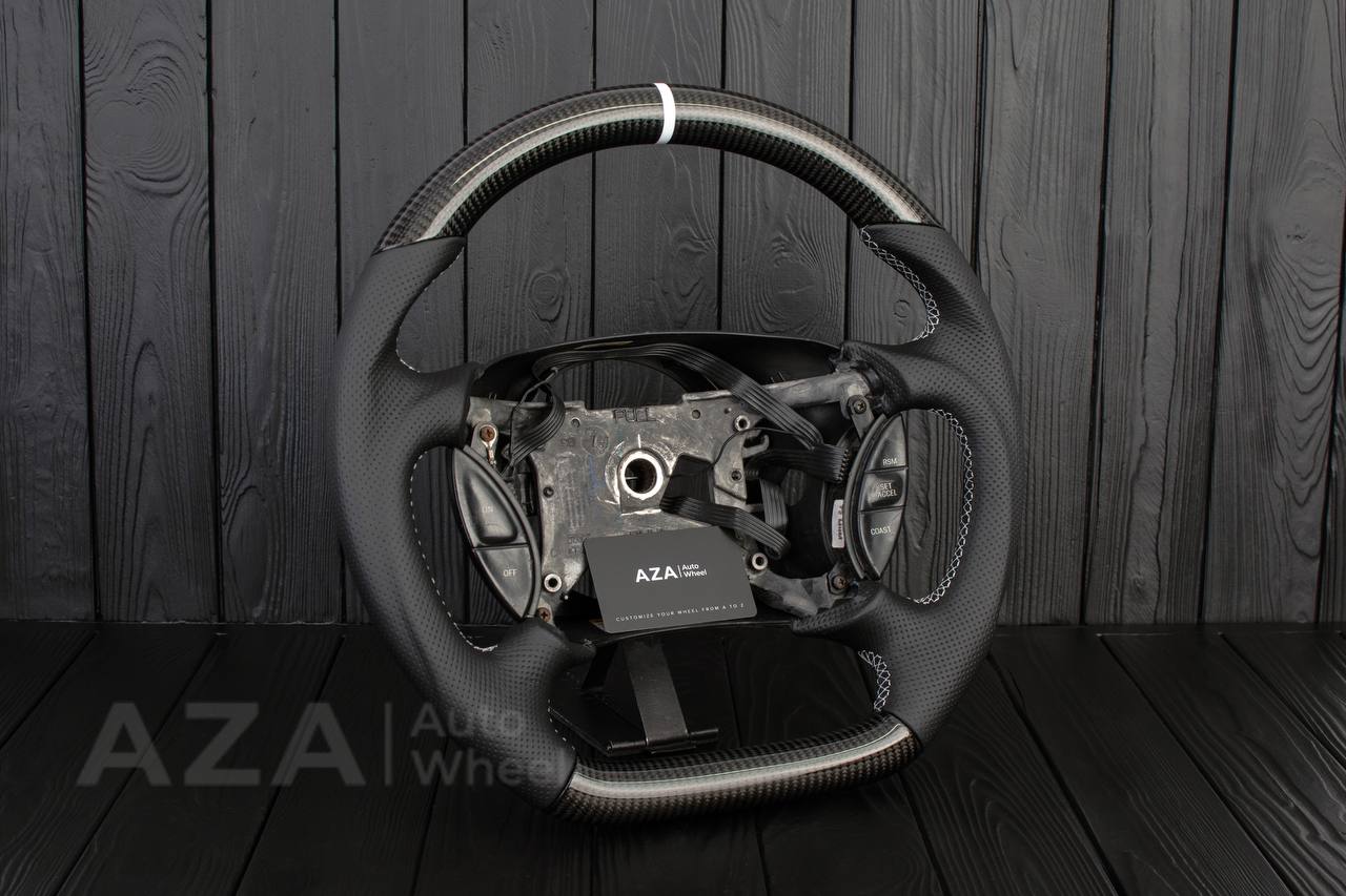 Steering wheel Ford Lightning/Ranger/Explorer 99-2004 Carbon fiber/Perforated leather/White stripe - Image 4