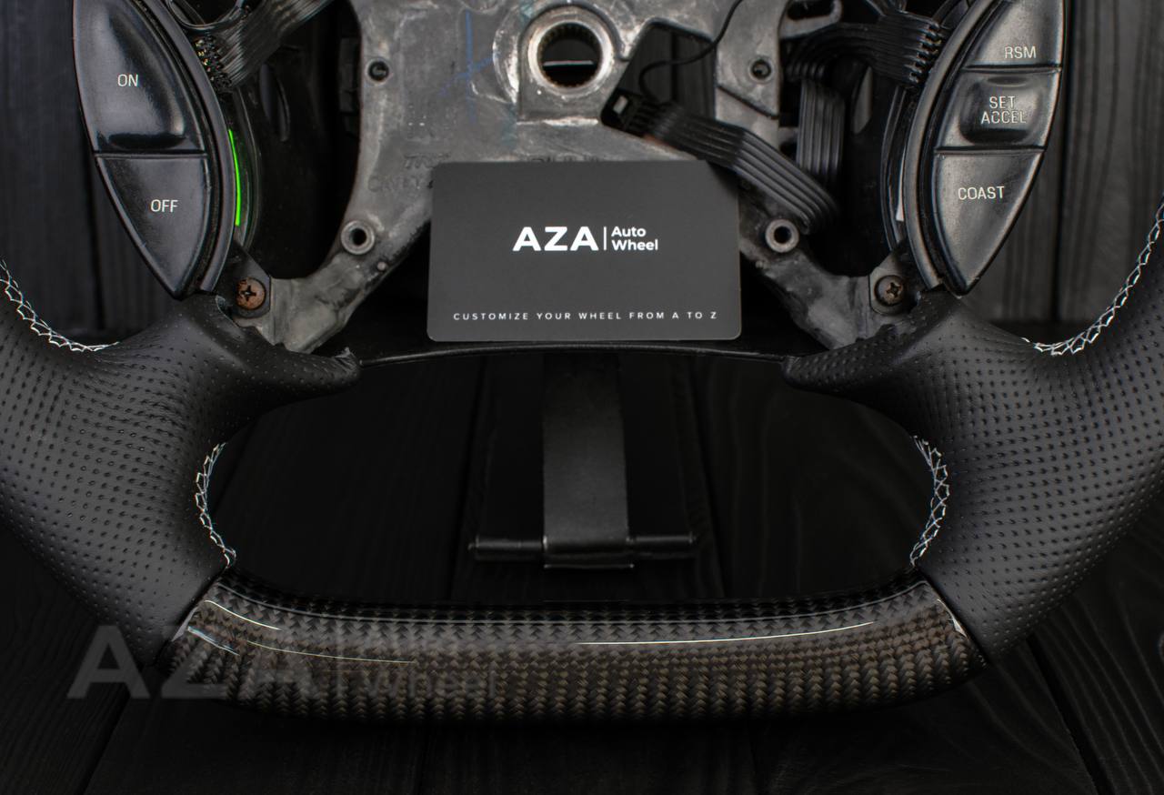 Steering wheel Ford Lightning/Ranger/Explorer 99-2004 Carbon fiber/Perforated leather/White stripe - Image 9