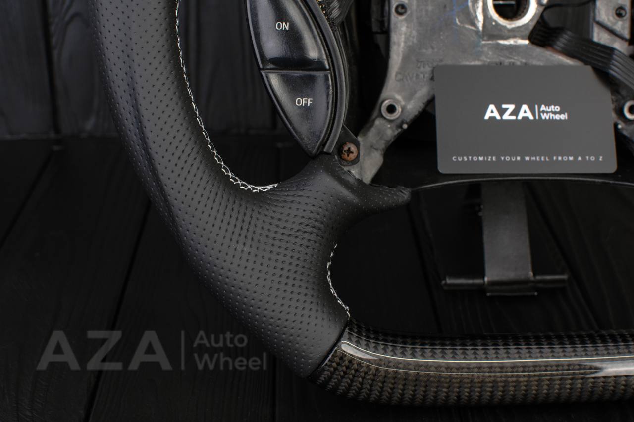 Steering wheel Ford Lightning/Ranger/Explorer 99-2004 Carbon fiber/Perforated leather/White stripe - Image 10