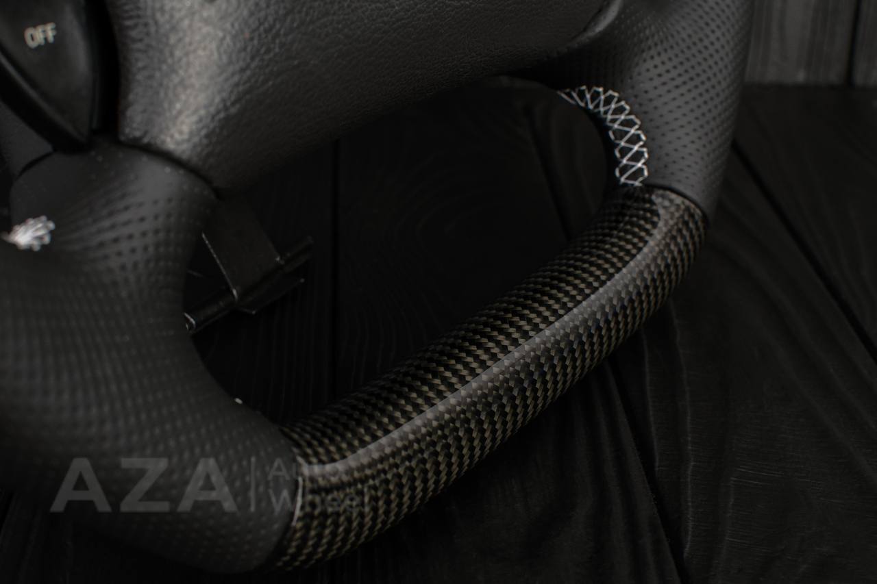 Steering wheel Ford Lightning/Ranger/Explorer 99-2004 Carbon fiber/Perforated leather/White stripe - Image 11