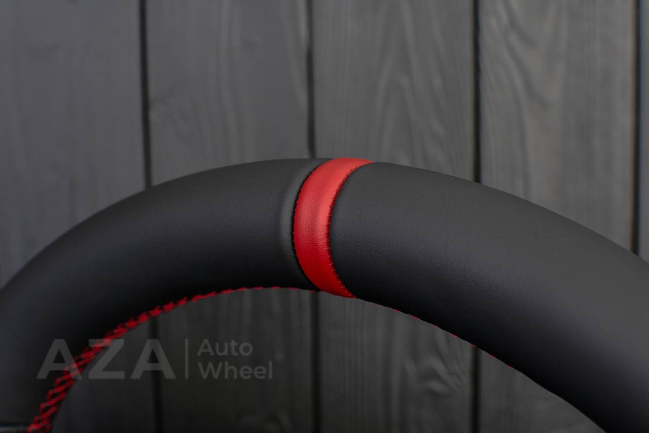 Steering wheel Dodge Ram 2009-2010 Custom shaped/Thicker Napa/Perforated leather/Red stripe - Image 5