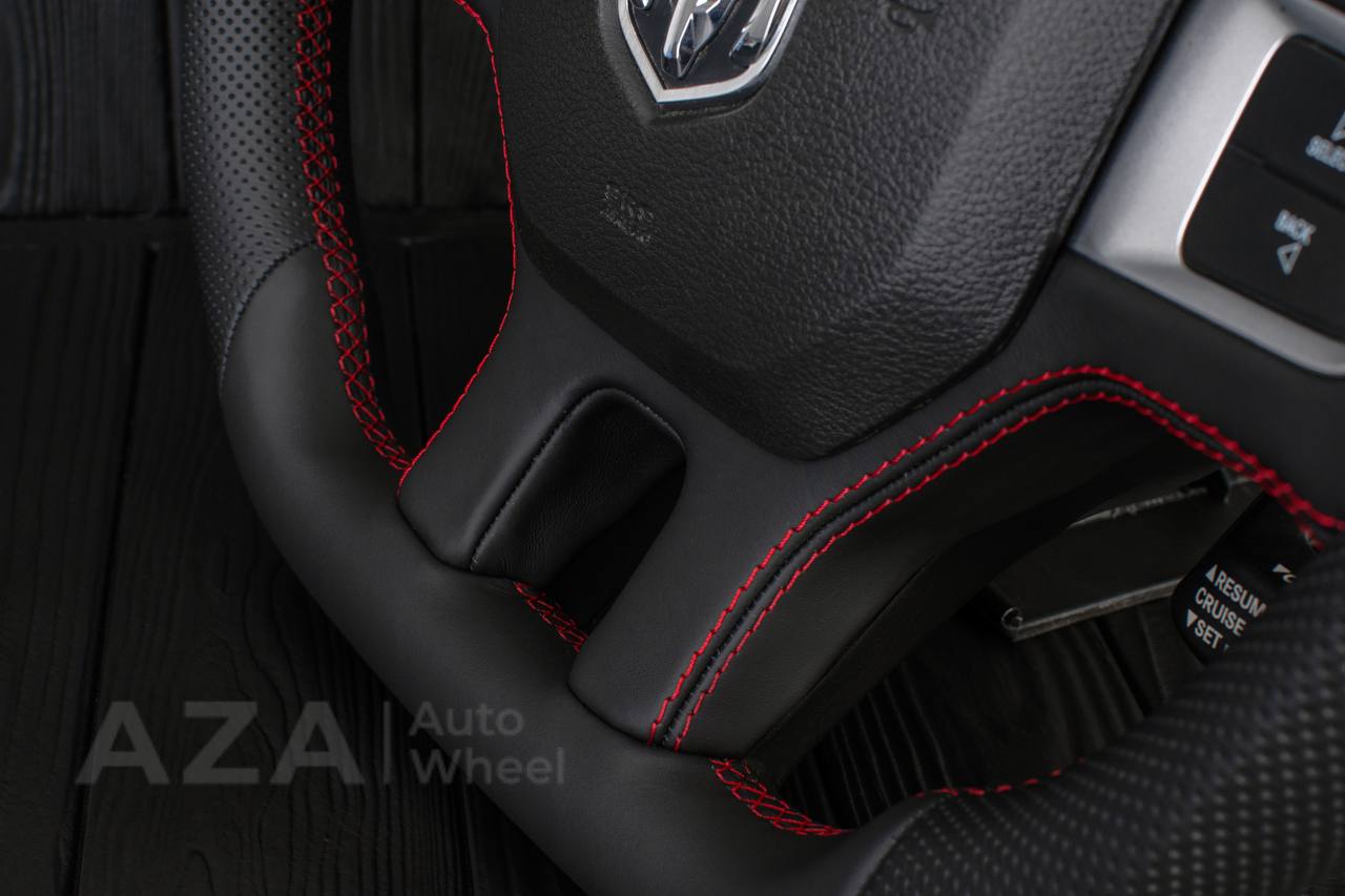 Steering wheel Dodge Ram 2009-2010 Custom shaped/Thicker Napa/Perforated leather/Red stripe - Image 8