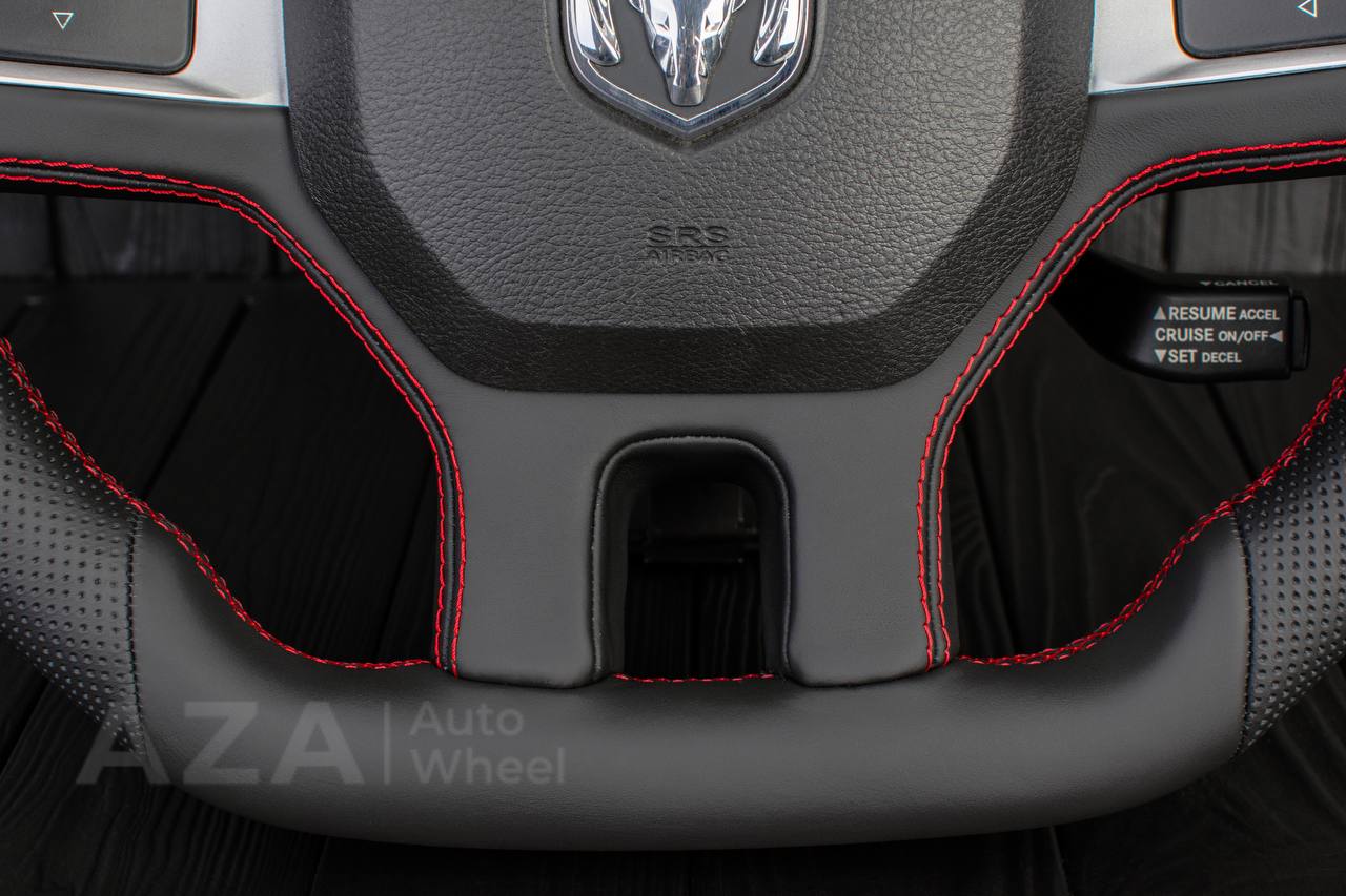 Steering wheel Dodge Ram 2009-2010 Custom shaped/Thicker Napa/Perforated leather/Red stripe - Image 9