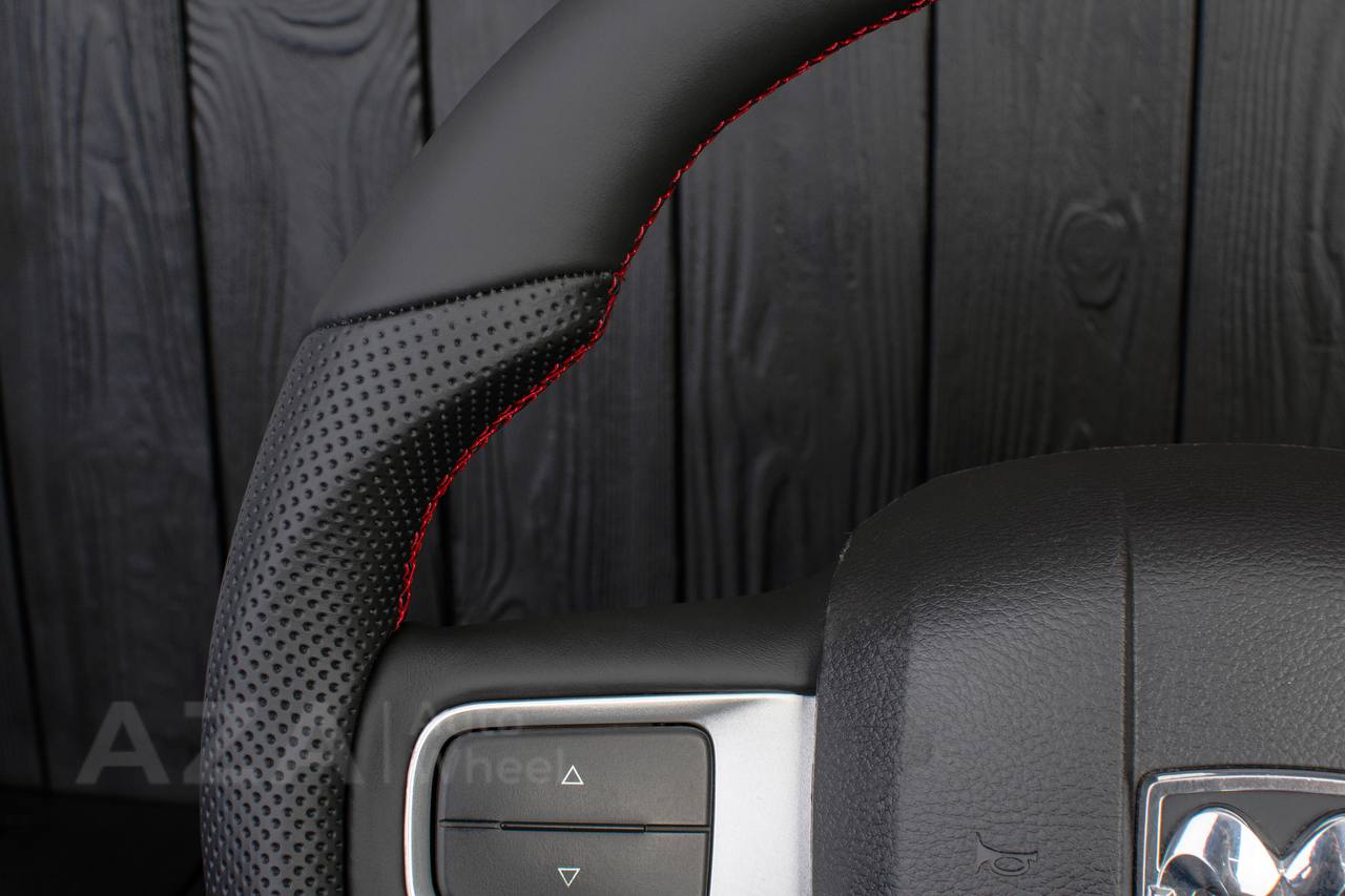 Steering wheel Dodge Ram 2009-2010 Custom shaped/Thicker Napa/Perforated leather/Red stripe - Image 11