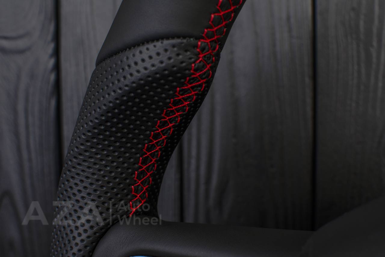 Steering wheel Dodge Ram 2009-2010 Custom shaped/Thicker Napa/Perforated leather/Red stripe - Image 13