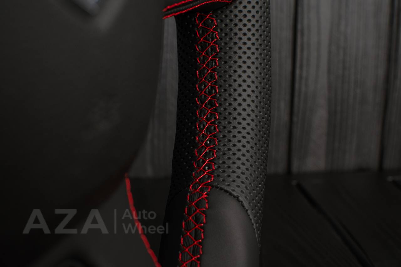 Steering wheel Dodge Ram 2009-2010 Custom shaped/Thicker Napa/Perforated leather/Red stripe - Image 15