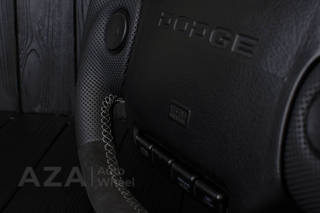 Steering wheel DODGE RAM 1994-2007 Napa Italian leather/Alcantara/Perforated leather/Gray stripe (can be any color) - Image 12