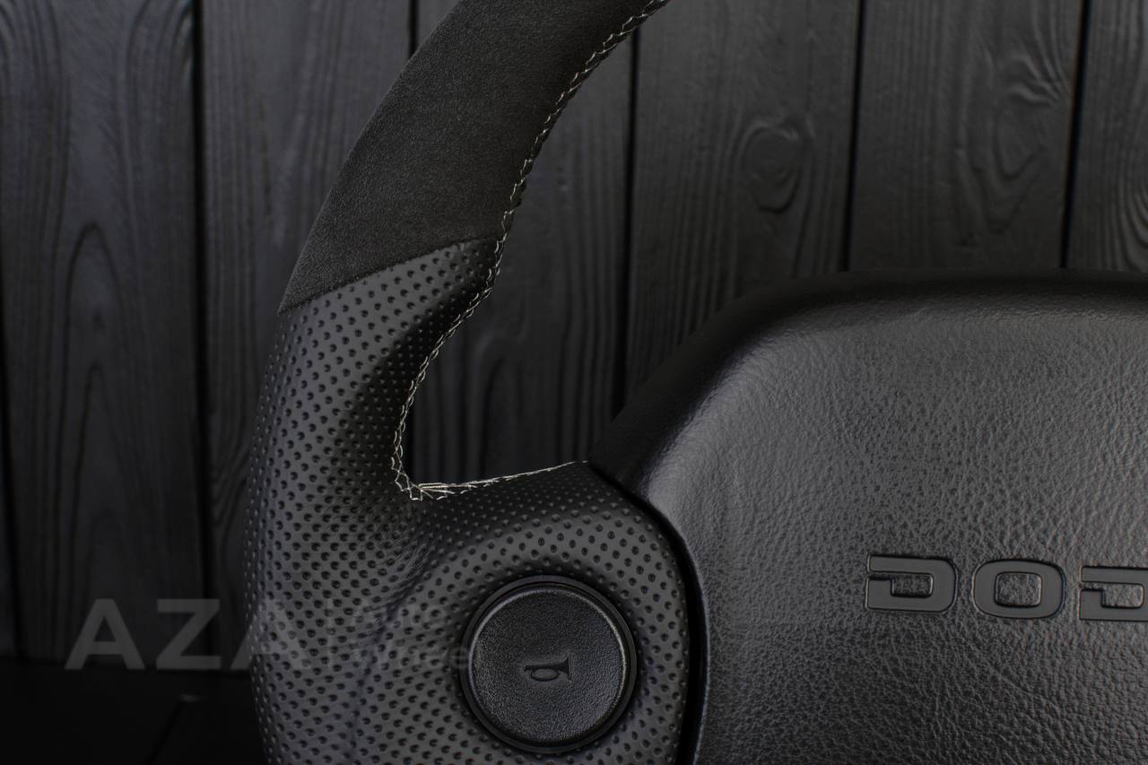 Steering wheel DODGE RAM 1994-2007 Napa Italian leather/Alcantara/Perforated leather/Gray stripe (can be any color) - Image 10