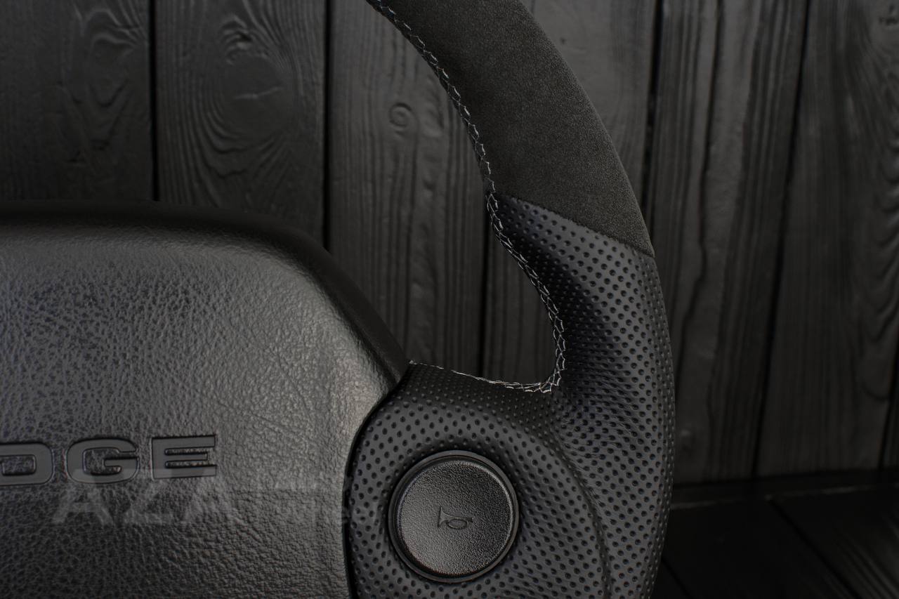 Steering wheel DODGE RAM 1994-2007 Napa Italian leather/Alcantara/Perforated leather/Gray stripe (can be any color) - Image 9