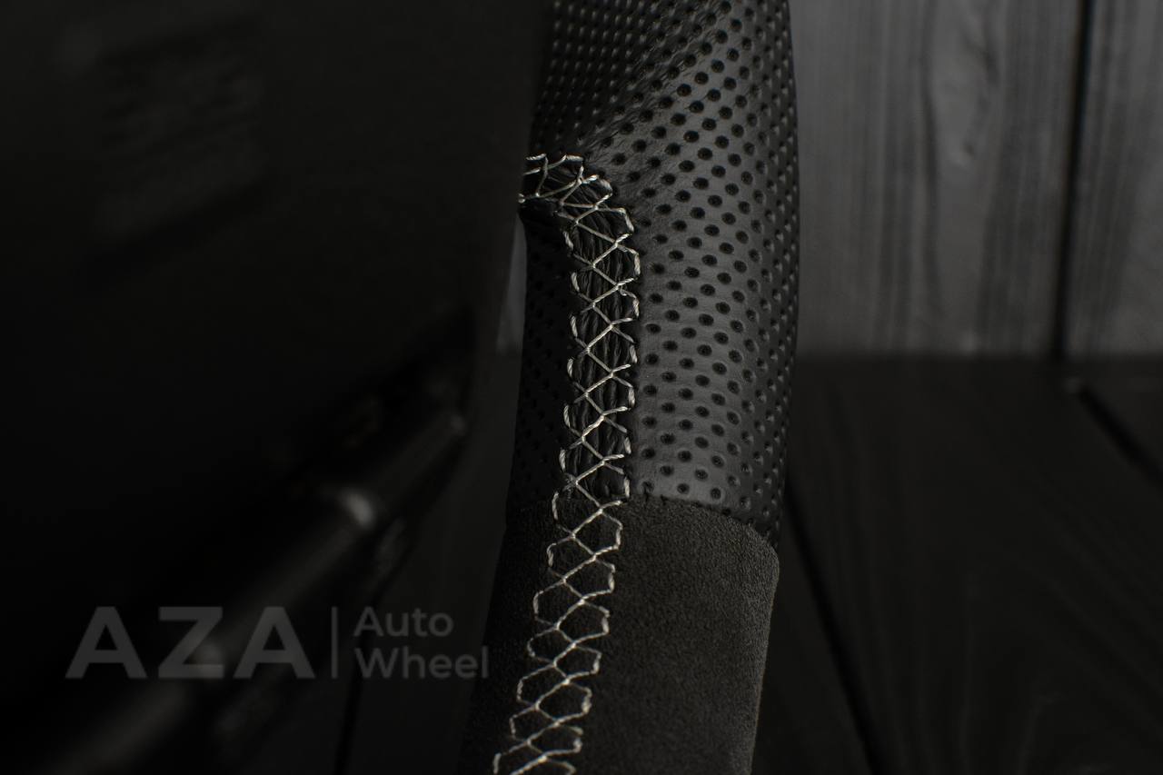 Steering wheel DODGE RAM 1994-2007 Napa Italian leather/Alcantara/Perforated leather/Gray stripe (can be any color) - Image 7