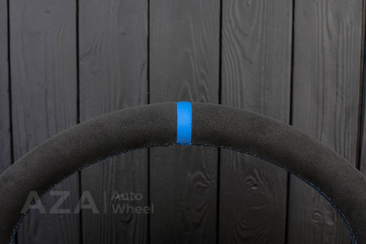 Steering wheel Toyota 4Runner/Tacoma/Tundra/Sequoia 2010+ Alcantara/Genuine leather/Light blue stripe - Image 5