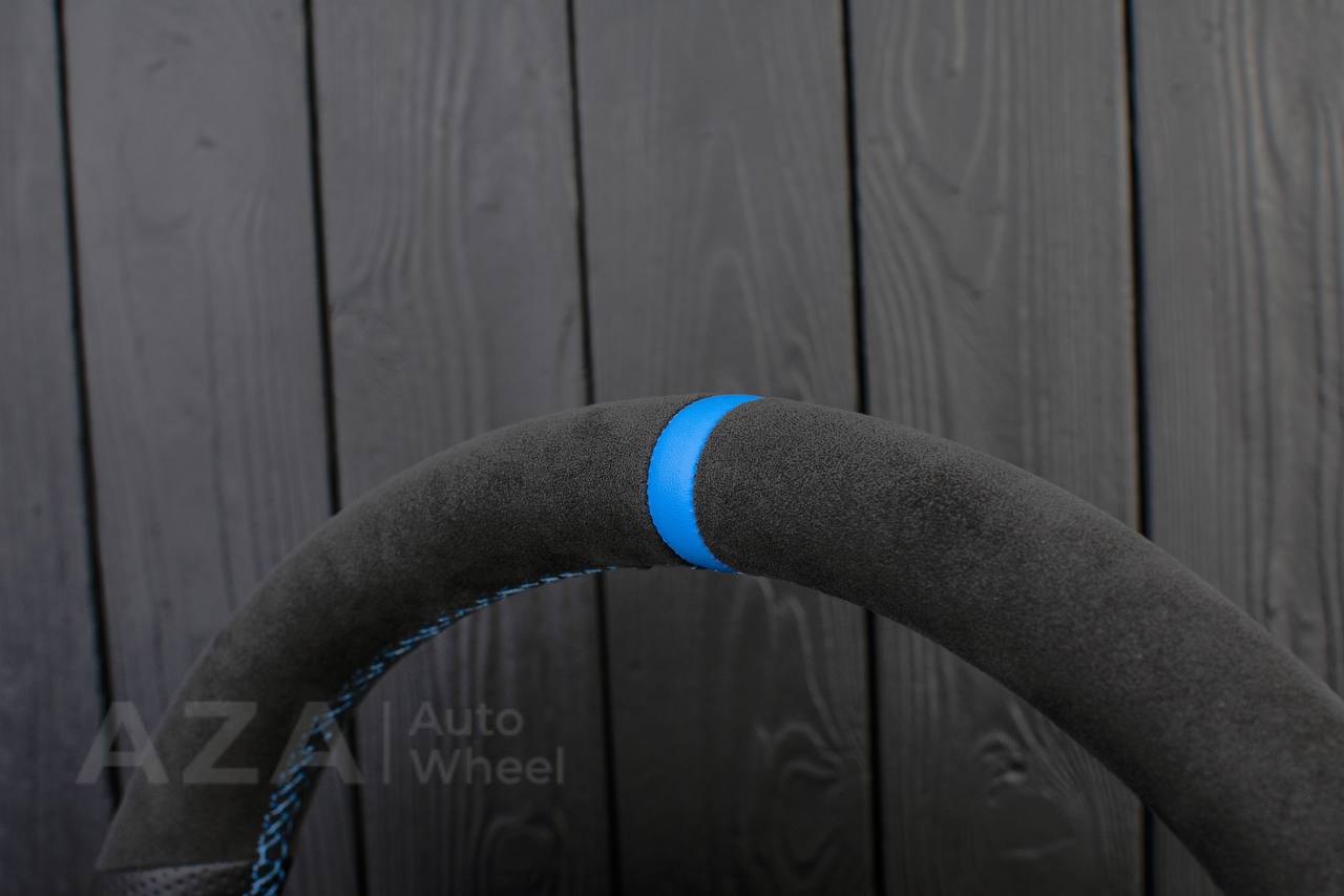Steering wheel Toyota 4Runner/Tacoma/Tundra/Sequoia 2010+ Alcantara/Genuine leather/Light blue stripe - Image 6