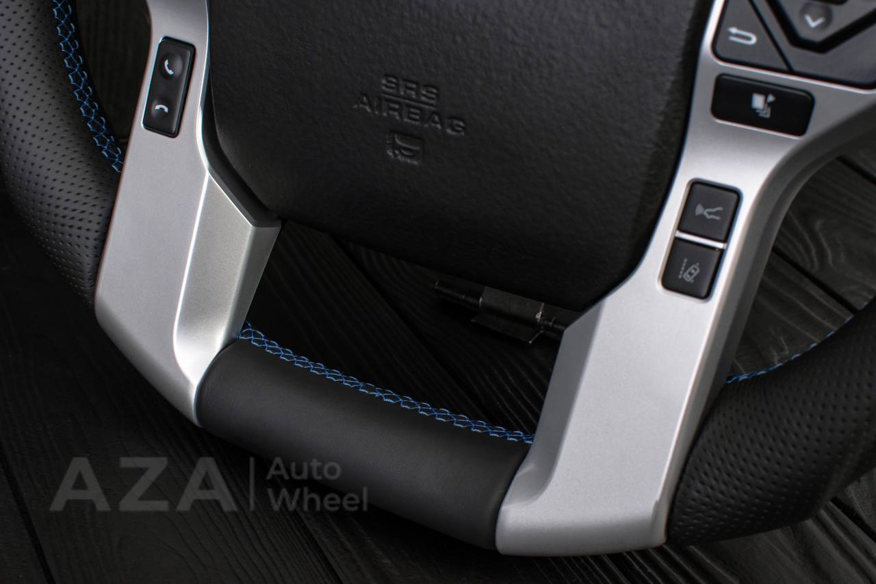 Steering wheel Toyota 4Runner/Tacoma/Tundra/Sequoia 2010+ Alcantara/Genuine leather/Light blue stripe - Image 7