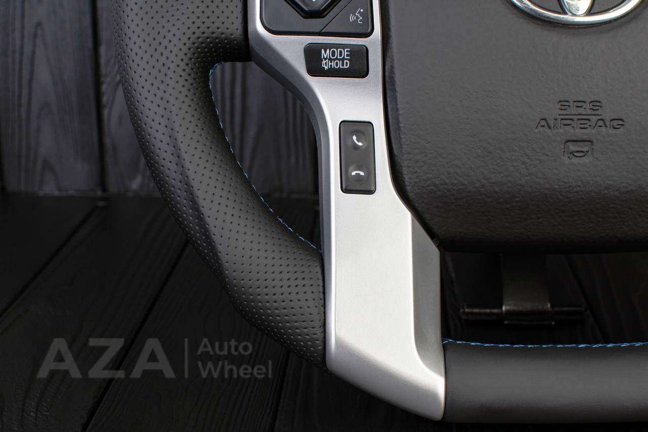 Steering wheel Toyota 4Runner/Tacoma/Tundra/Sequoia 2010+ Alcantara/Genuine leather/Light blue stripe - Image 8