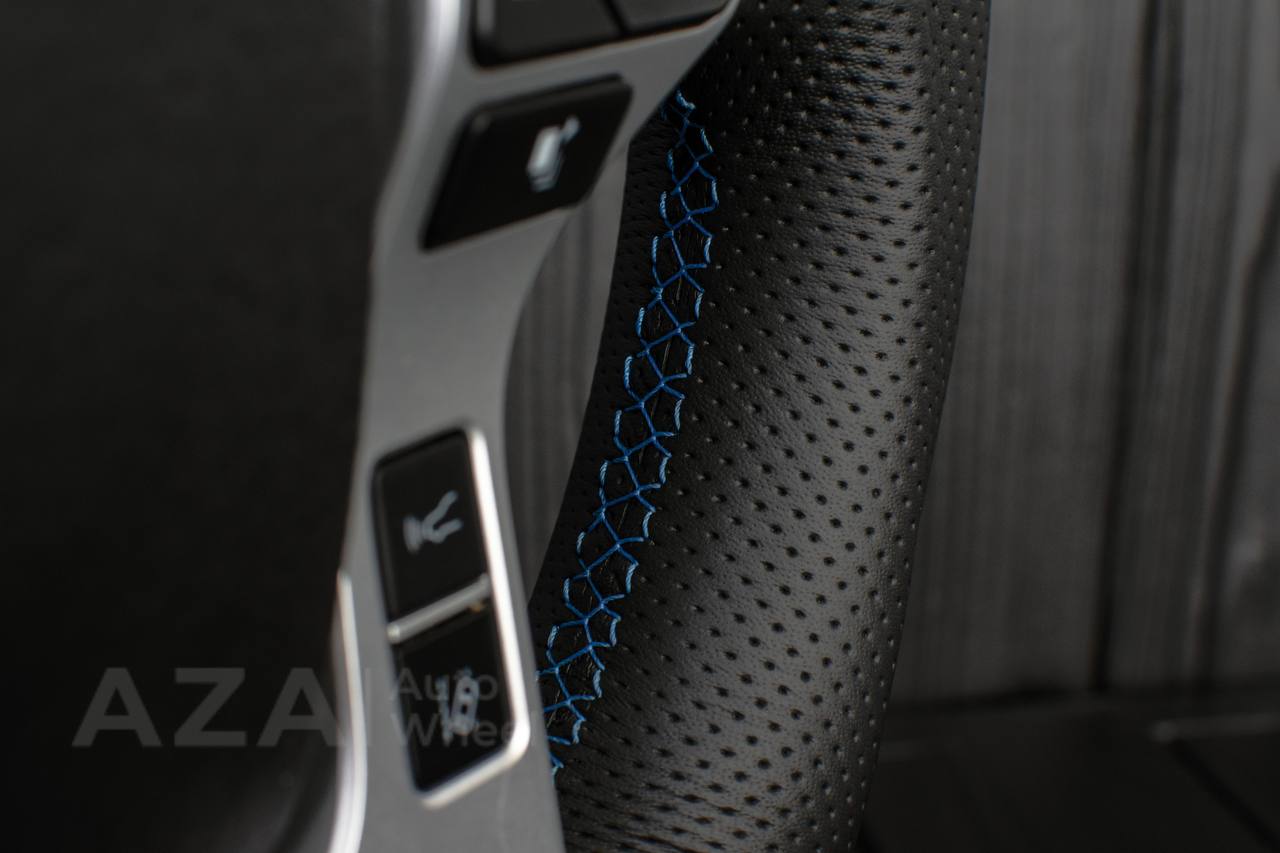 Steering wheel Toyota 4Runner/Tacoma/Tundra/Sequoia 2010+ Alcantara/Genuine leather/Light blue stripe - Image 10
