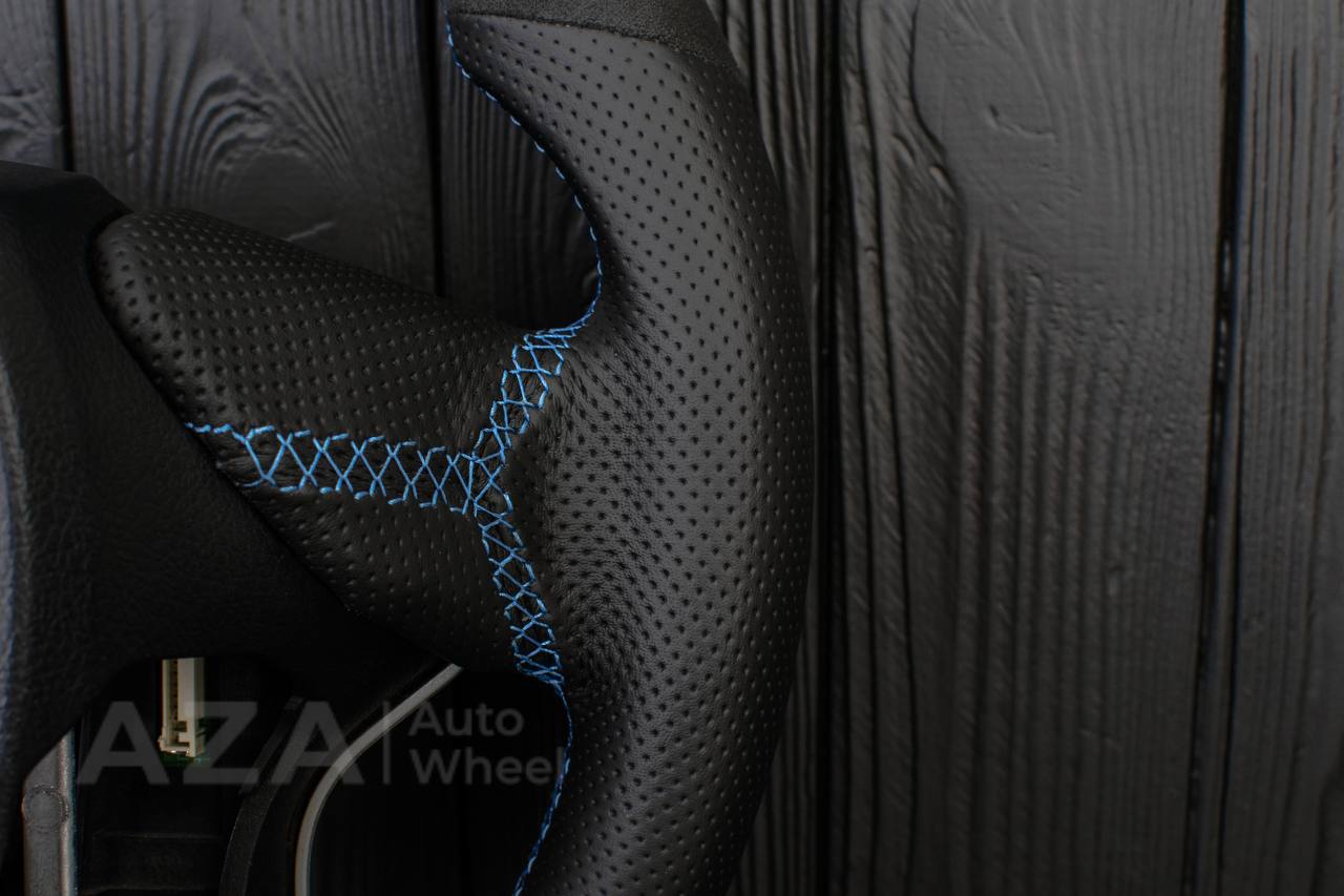 Steering wheel Toyota 4Runner/Tacoma/Tundra/Sequoia 2010+ Alcantara/Genuine leather/Light blue stripe - Image 11