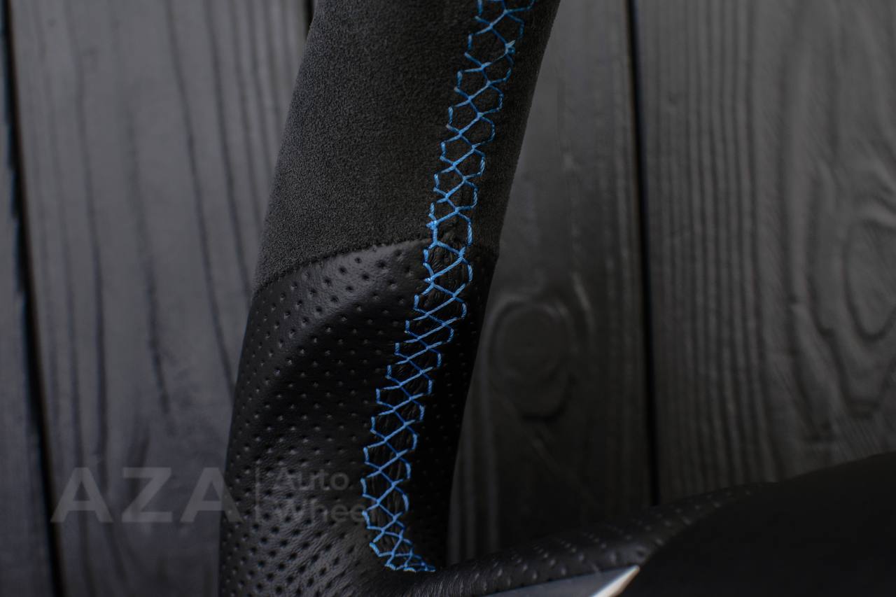 Steering wheel Toyota 4Runner/Tacoma/Tundra/Sequoia 2010+ Alcantara/Genuine leather/Light blue stripe - Image 12