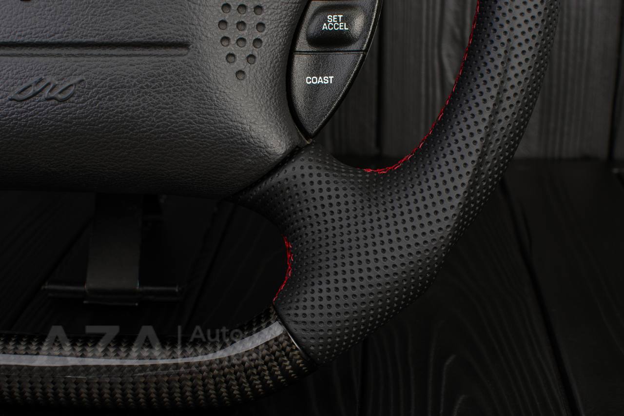 Steering wheel Ford Mustang GT Cobra Carbon fiber/Perforated leather/Red stripe - Image 7
