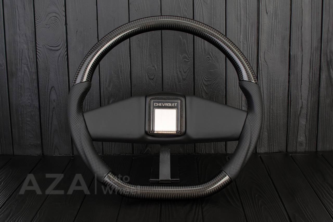 Steering wheel Square Body GM C/K/C10/C5/K5/K10/K20/K30 (1973-1987) Carbon fiber/Perforated leather (can be any color stitching and stripe)