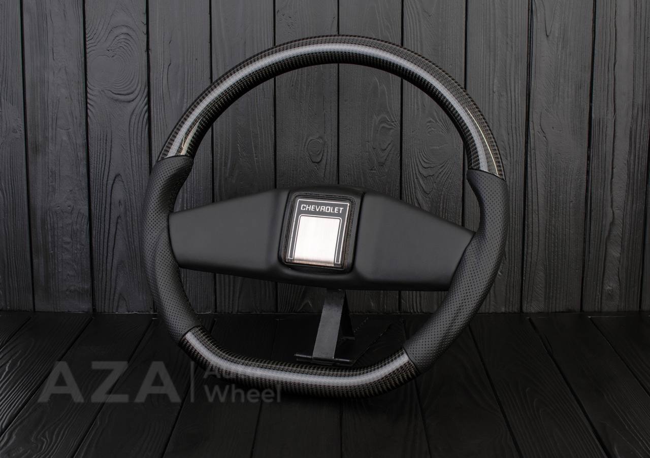 Steering wheel Square Body GM C/K/C10/C5/K5/K10/K20/K30 (1973-1987) Carbon fiber/Perforated leather (can be any color stitching and stripe) - Image 4