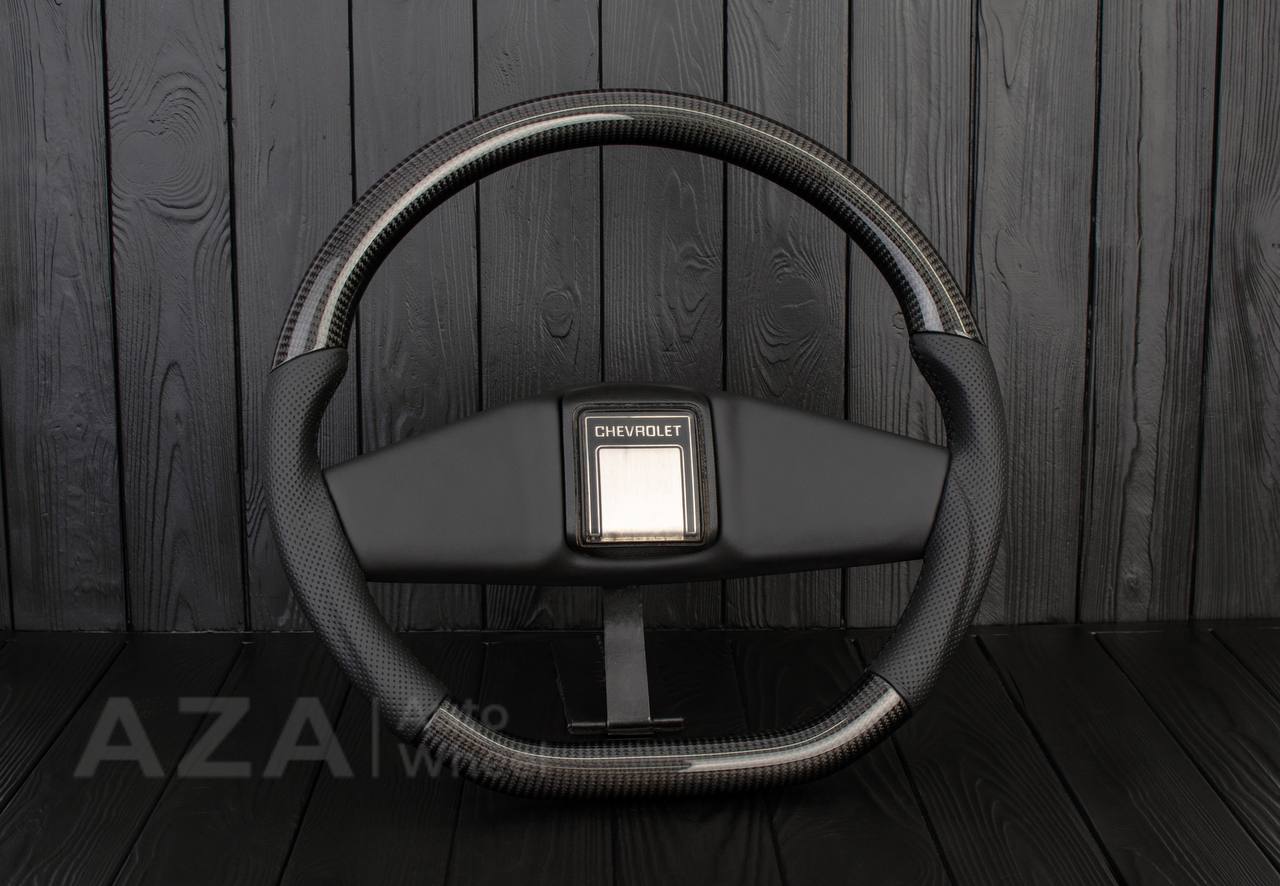 Steering wheel Square Body GM C/K/C10/C5/K5/K10/K20/K30 (1973-1987) Carbon fiber/Perforated leather (can be any color stitching and stripe) - Image 3