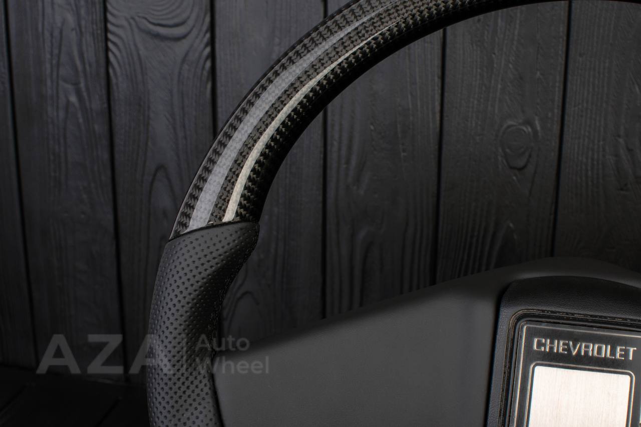 Steering wheel Square Body GM C/K/C10/C5/K5/K10/K20/K30 (1973-1987) Carbon fiber/Perforated leather (can be any color stitching and stripe) - Image 10