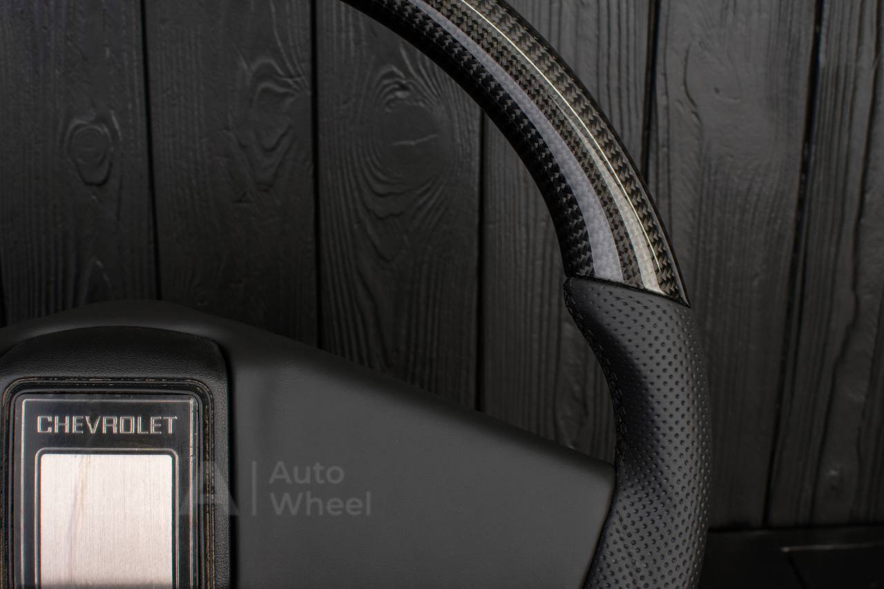 Steering wheel Square Body GM C/K/C10/C5/K5/K10/K20/K30 (1973-1987) Carbon fiber/Perforated leather (can be any color stitching and stripe) - Image 13