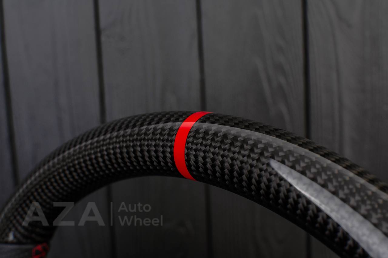 Steering wheel Ford Mustang GT Cobra Carbon fiber/Perforated leather/Red stripe - Image 10