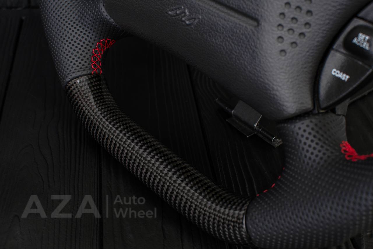 Steering wheel Ford Mustang GT Cobra Carbon fiber/Perforated leather/Red stripe - Image 12