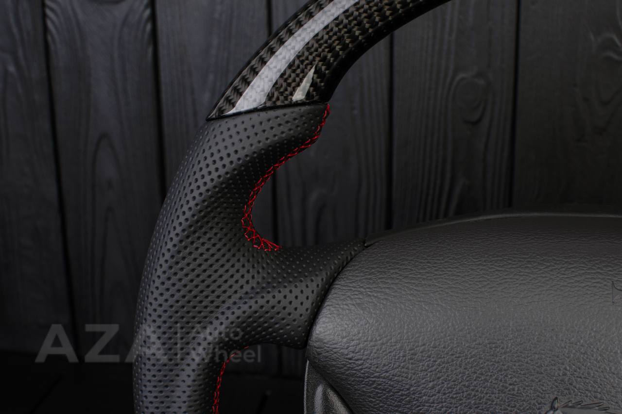 Steering wheel Ford Mustang GT Cobra Carbon fiber/Perforated leather/Red stripe - Image 15