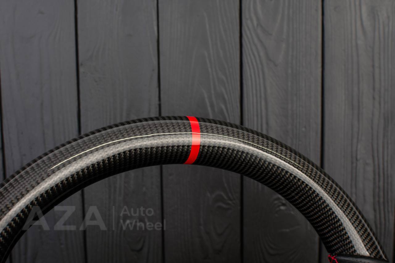 Steering wheel Toyota FJ Cruiser Carbon fiber/Perforated leather/Red stripe - Image 5
